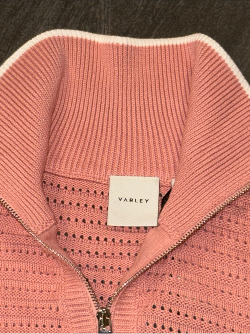 Varley Pink Half-Zip Textured Knit Pullover - Picture 3 of 11